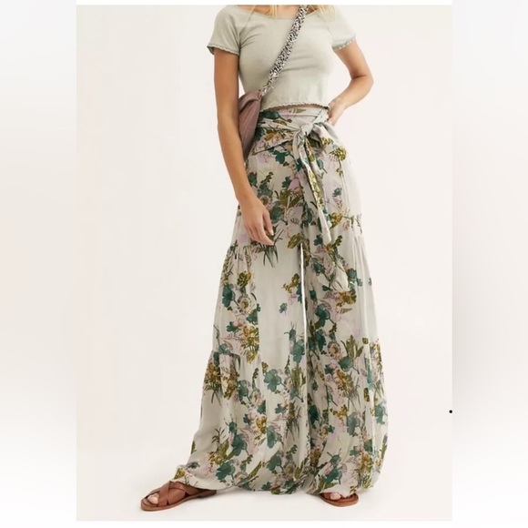 Free people Aloha wide leg tie waist Pants , sz XXS - Picture 2 of 9